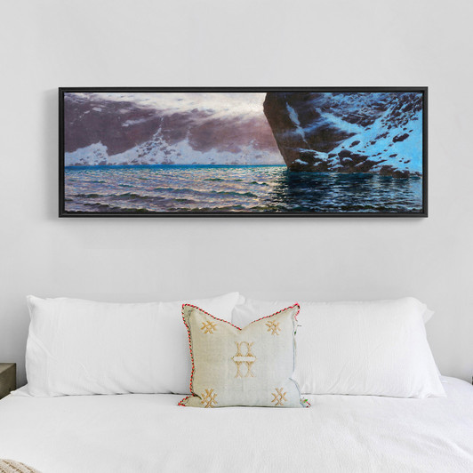 Blizzard seascape,seaside snow mountain scenery,canvas print,canvas art, canvas wall art,extra large canvas art,large canvas wall art p244