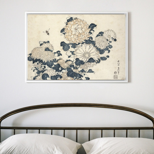 Katsushika Hokusai,Bee And Chrysanthemums,large wall art,framed wall art,canvas wall art,large canvas,M1807