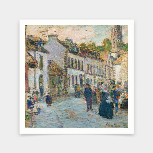 Childe Hassam,Street in Pont Aven Evening, 1897 ,art prints,Vintage art,canvas wall art,famous art prints,V6998