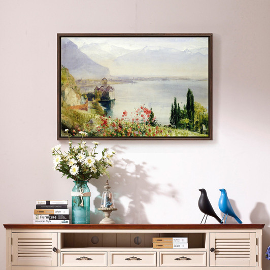 John William Inchbold,The Castle at Chillon,large wall art,framed wall art,canvas wall art,large canvas,M1772