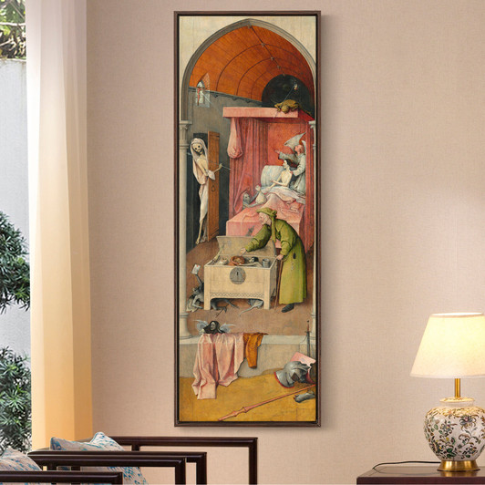 Hieronymus Bosch,Death And The Miser,Vertical Narrow Art,Large Wall Art,Framed Wall Art,Canvas Wall Art,M457