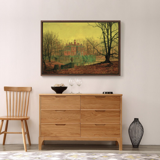 John Atkinson Grimshaw,A Moated Yorkshire Home, 1879,large wall art,framed wall art,canvas wall art,large canvas,M1700