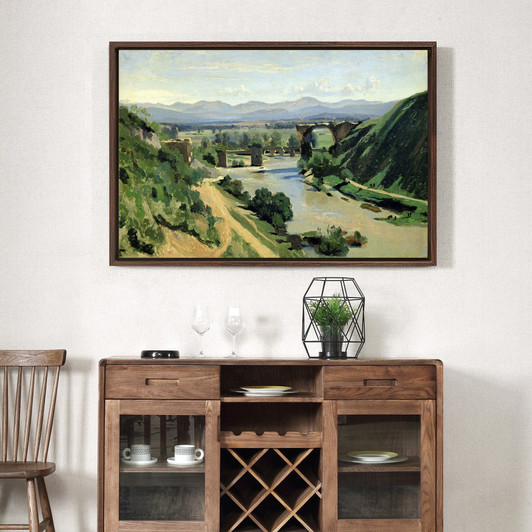 Jean Baptiste Camille Corot,The Bridge of Augustus over the Nera,large wall art,framed wall art,canvas wall art,large canvas,M1638