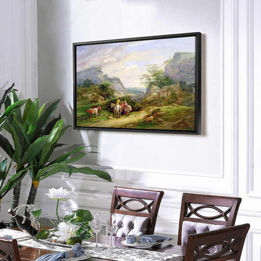 James Leakey,Landscape with figures and cattle,large wall art,framed wall art,canvas wall art,large canvas,M1582