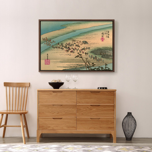Hiroshige,Shimada,River trekking,japanese painting,large wall art,framed wall art,canvas wall art,large canvas,M1543