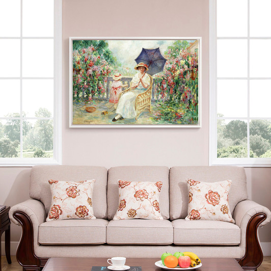 Henri Lebasque,Young Girl and Child on a Terrace,large wall art,framed wall art,canvas wall art,large canvas,M1488