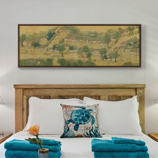 Qiu Ying,Ancient Chinese Street View ii,Chinese Landscape,Narrow Horizontal Wall Art,large wall art,framed wall art,canvas wall art,M236