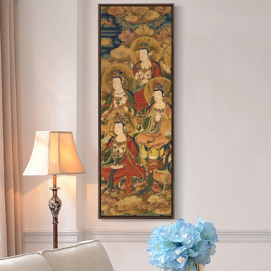 Qin Wang,Bodhisattva Wall Art,Buddhist Art,Vertical Narrow Art,Large Wall Art,Framed Wall Art,Canvas Wall Art,M696