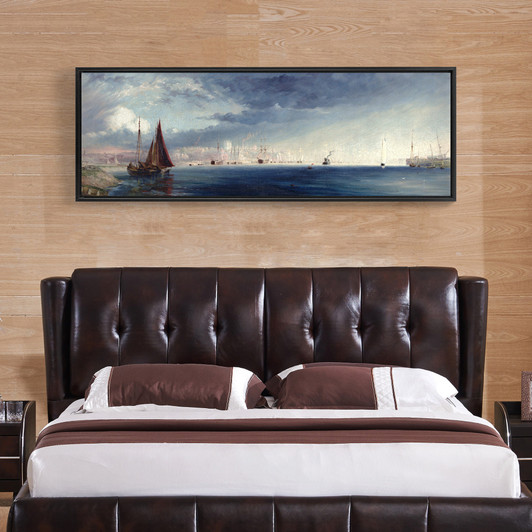 Baines, Henry,Coastal landscape, sailing ship on the sea,Port scenery,canvas print,canvas art, canvas wall art,extra large canvas art,p24