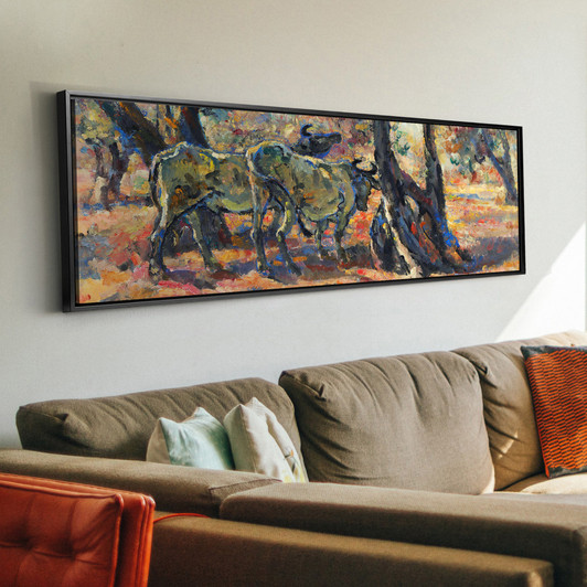 Alredo Muller, Countryside with cows,Two cows, cow art,canvas print,canvas art, canvas wall art,extra large canvas art,large canvas wall p9