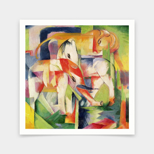 Franz Marc,Elephant Horse and Cow,art prints,Vintage art,canvas wall art,famous art prints,V7063