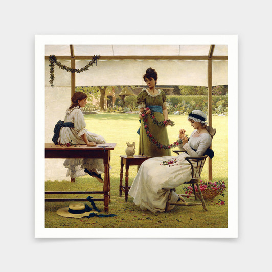 George Dunlop Leslie,The Garland,art prints,Vintage art,canvas wall art,famous art prints,V7079