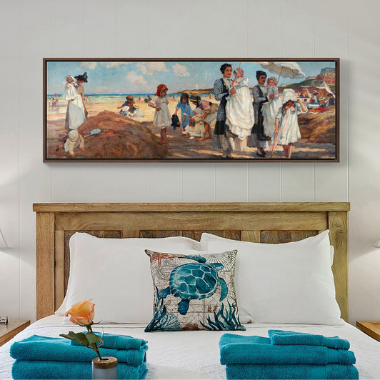 Paul Michel Dupuy,Biarritz Beach,Above Bed Decor,Narrow Horizontal Wall Art,large wall art,framed wall art,canvas wall art,M149