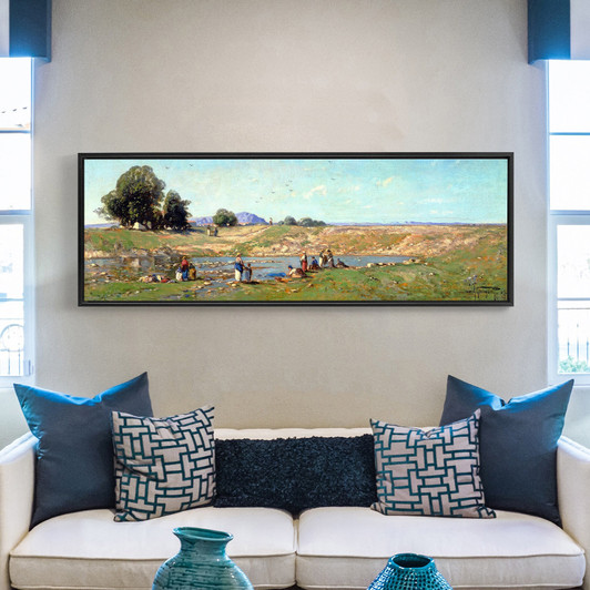 Paul Camille Guigou,The Durance Valley, 1867 Oil On Panel Photograph,Above Bed Decor,Narrow Horizontal Wall Art,large wall art,framed,M147