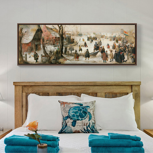 Hendrik Avercamp,Winter Scene on a Canal,Narrow Horizontal Wall Art ,large wall art,framed wall art,canvas wall art,M92