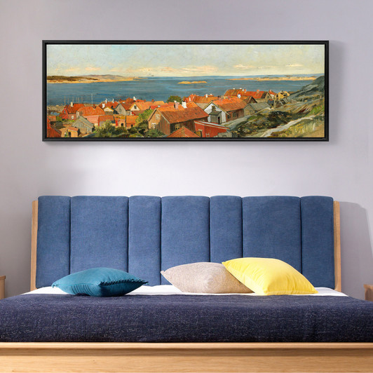Gerhard Munthe,View of Nevlunghavn,Narrow Horizontal Wall Art ,large wall art,framed wall art,canvas wall art,M72