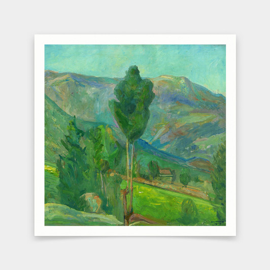Oluf Wold-Torne,View from Seljord,farmhouse scenery,art prints,Vintage art,canvas wall art,famous art prints,V7208