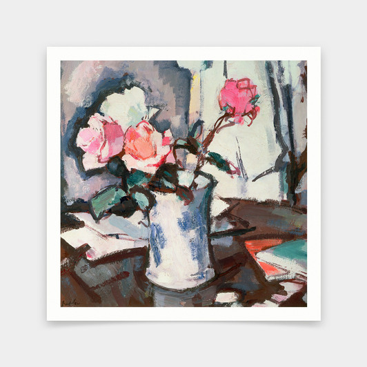 Samuel John Peploe,Pink Roses,art prints,Vintage art,canvas wall art,famous art prints,V7256