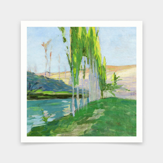 Sven Richard Bergh,Poplars Growing near a Watercourse,art prints,Vintage art,canvas wall art,famous art prints,V7265
