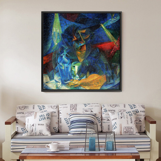Umberto Boccioni, Woman At The Coffee Interpenetration Of Lights And Floors,Blue Abstract,Canvas Print,Canvas Art,Canvas Wall Art,P2787