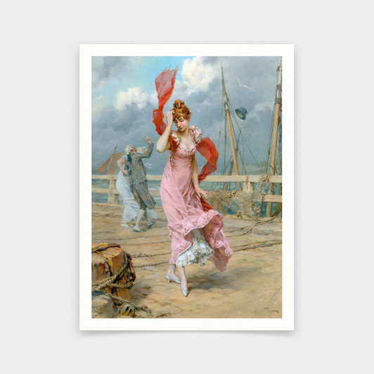 Frederik Hendrik Kaemmerer,Ventose,The Pink Dress,art prints,Vintage art,canvas wall art,famous art prints,V5758