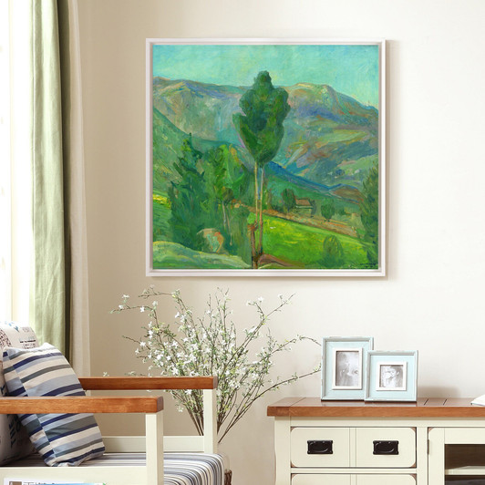 Oluf Wold-Torne,View from Seljord,farmhouse scenery,large wall art,framed wall art,canvas wall art,large canvas,M7208