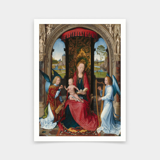 Hans Memling,Madonna and Child with Angels,art prints,Vintage art,canvas wall art,famous art prints,V5933