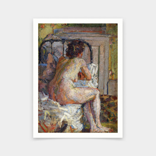 Harold Gilman,Nude On A Bed, C.1914,art prints,Vintage art,canvas wall art,famous art prints,V5936