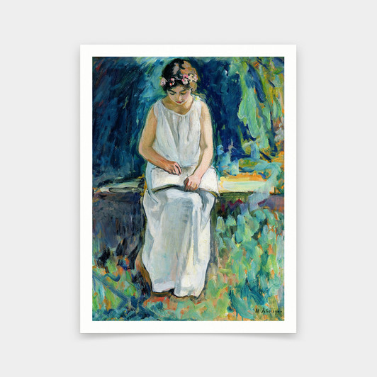 Henri Lebasque,Girl Reading,art prints,Vintage art,canvas wall art,famous art prints,V5968