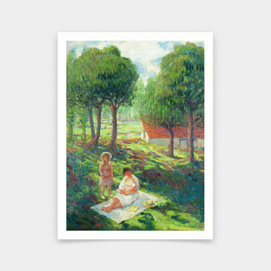 Henri Lebasque,Mother And Child In A Landscape,art prints,Vintage art,canvas wall art,famous art prints, V5969