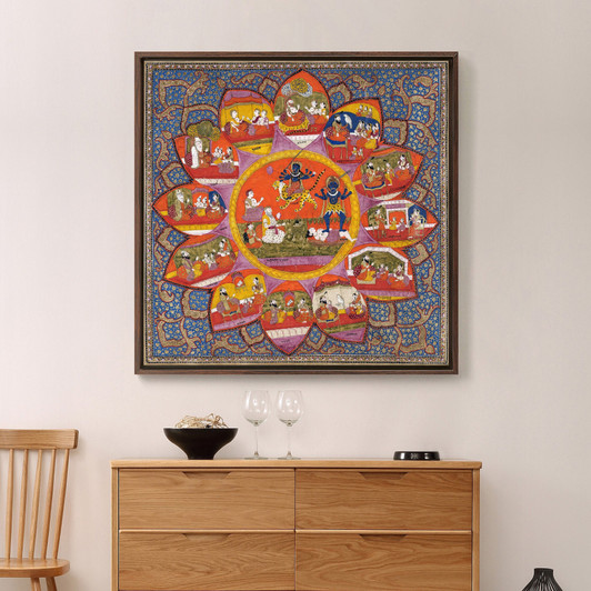 Indian Paintings,The cosmic lotus Mahakala and the Ten Sikh Gurus,large wall art,framed wall art,canvas wall art,large canvas,M7156