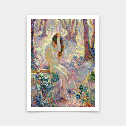 Henri Lebasque,Young Nude Seated on the Edge of a Well, 1907,art prints,Vintage art,canvas wall art,famous art prints,V5974