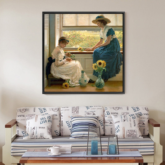 George Dunlop Leslie,Sun and Moon Flowers,large wall art,framed wall art,canvas wall art,large canvas,M7078