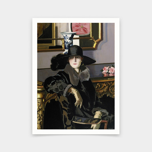 Francis Campbell Boileau Cadell,A Lady In Black,art prints,Vintage art,canvas wall art,famous art prints,V5695
