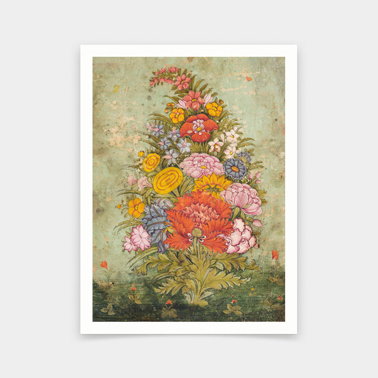 Indian Paintings,Still Life Bouquet of Flowers Emerging from the Grass,art prints,Vintage art,canvas wall art,famous art prints,V6051