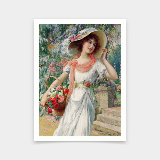 Emile Vernon,The Flower Girl,art prints,Vintage art,canvas wall art,famous art prints,V5630