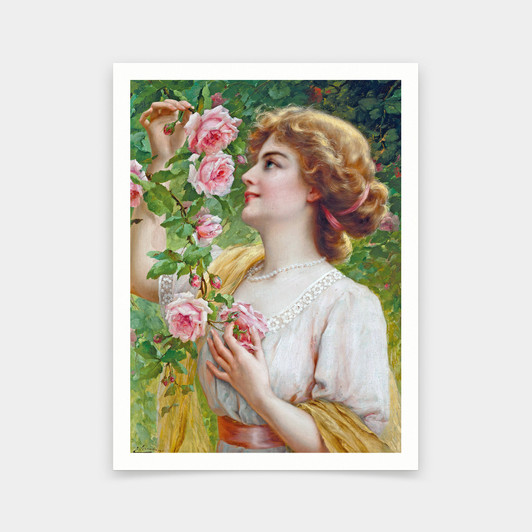 Emile Vernon,Fragrant roses,art prints,Vintage art,canvas wall art,famous art prints,V5629