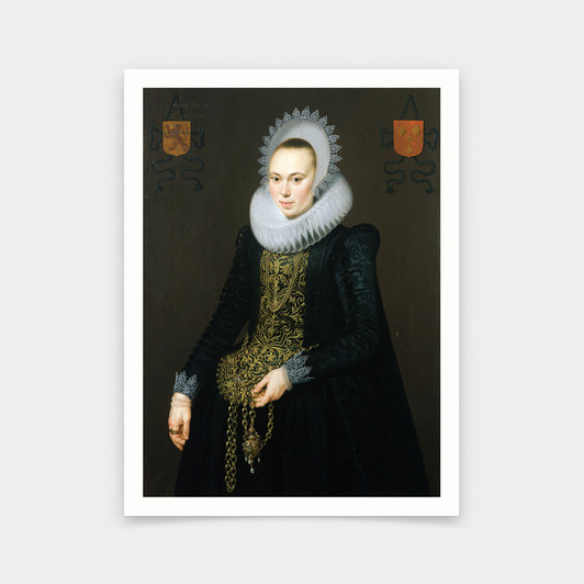 Cornelis van der Voort,Portrait Of Justina Van Teylingen,art prints,Vintage art,canvas wall art,famous art prints,V5532