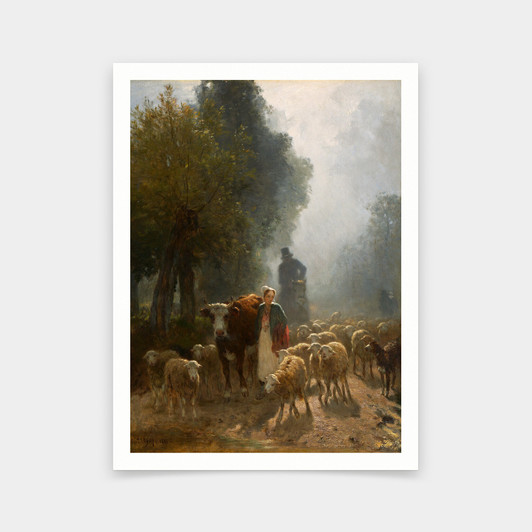 Constant Troyon,going To Market On A Misty Morning,art prints,Vintage art,canvas wall art,famous art prints,V5526