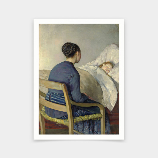 Christian Krohg,Mother at her Child's Bed,art prints,Vintage art,canvas wall art,famous art prints,V5490