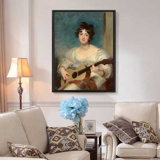 Thomas Lawrence,Portrait of Elizabeth Blake,Lady Wallscourt,Playing a Guitar,large wall art,framed wall art,canvas wall ,large canvas,M6791
