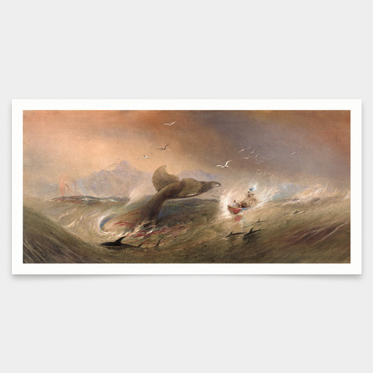 Oswald Walters Brierly,Amateur whaling, or a tale of the Pacific,art prints,Vintage art,canvas wall art,famous art prints,V7870