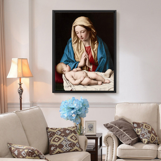 Sassoferrato,mary Worshiping The Child,large wall art,framed wall art,canvas wall art,large canvas,M6729