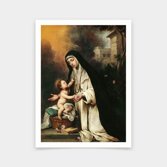 Bartolome Esteban Murillo,Saint Rose of Lima,art prints,Vintage art,canvas wall art,famous art prints,V5392