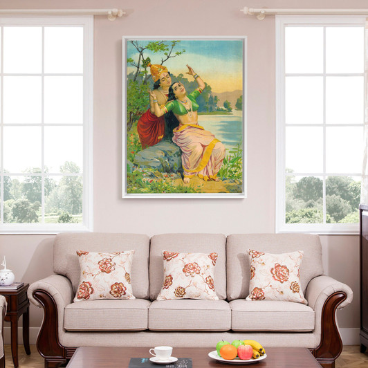 Raja Ravi Varma,Radha Bilas,Radha an Krishna,large wall art,framed wall art,canvas wall art,large canvas,M6673