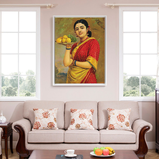 Raja Ravi Varma,Madri,beautiful indian woman serving fruit,large wall art,framed wall art,canvas wall art,large canvas,M6668