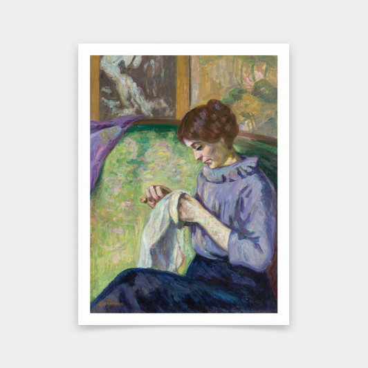 Armand Guillaumin,Madame Guillaumin cousant,art prints,Vintage art,canvas wall art,famous art prints,V5345