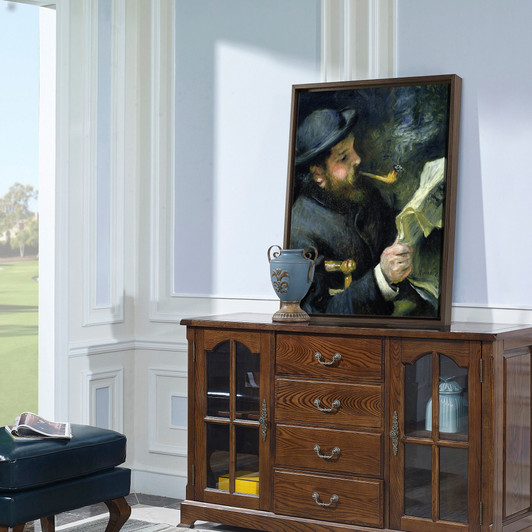 Pierre Auguste Renoir,Claude Monet reading a newspaper,large wall art,framed wall art,canvas wall art,large canvas,M6594