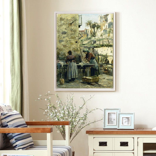 Peder Monsted,The Washerwomen,large wall art,framed wall art,canvas wall art,large canvas,M6565