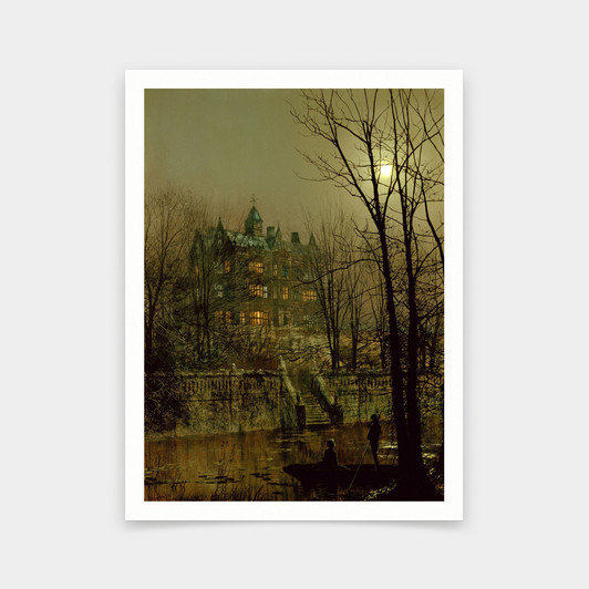 John Atkinson Grimshaw,Knostrop Old Hall, Leeds, 1883,art prints,Vintage art,canvas wall art,famous art prints,V6205